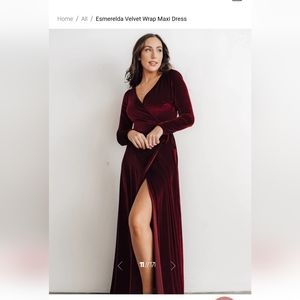 Baltic Born Esmerelda Velvet Wrap Dress Merlot Medium